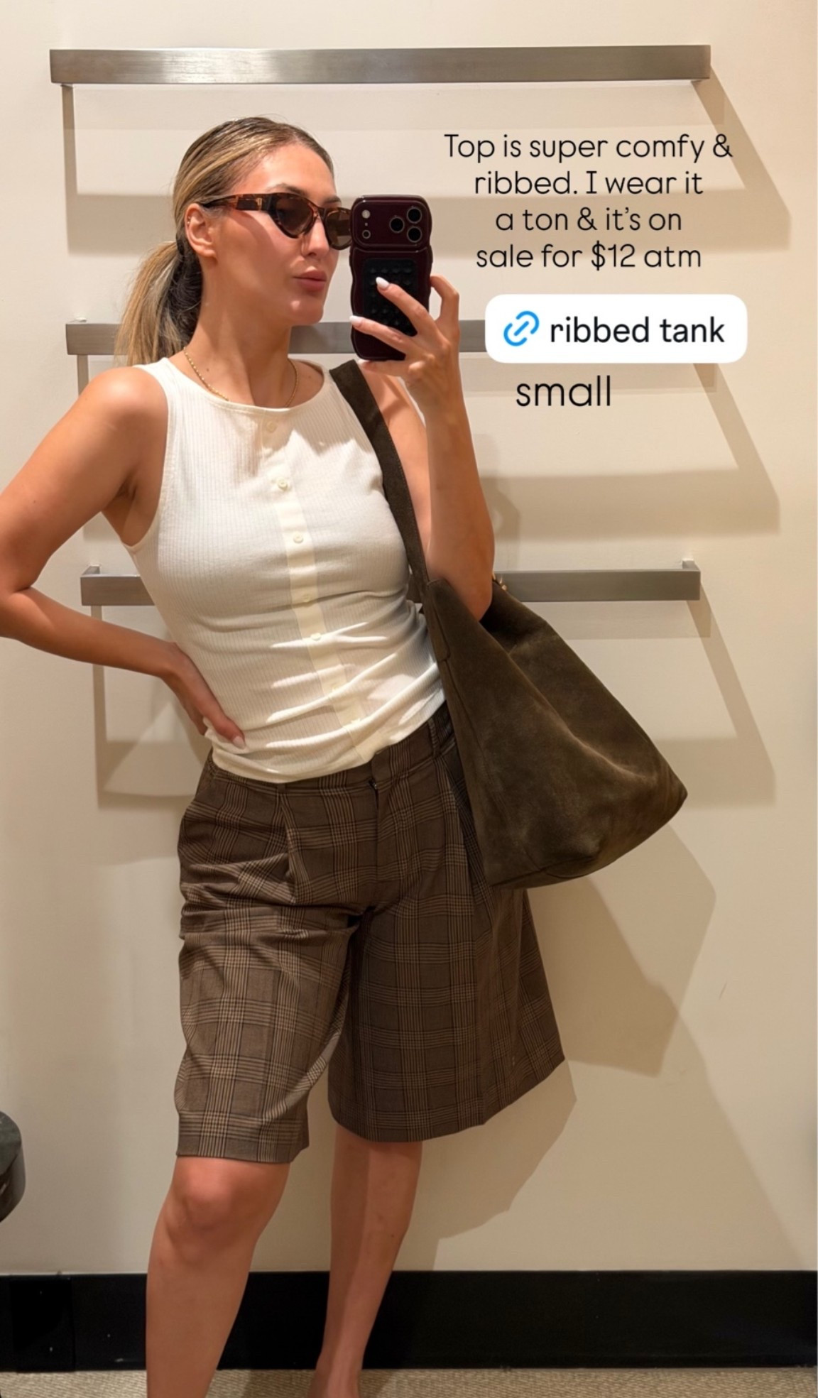 Aritzia try-on postpartum 

Brown pleated shorts wearing size 2 (not my size currently), 6 felt a lot more comfy for me
Cateye women’s polarized sunglasses - in coffee and crème 
Jelly sandals in caramel, TTS or size one up
Suede bucket bag - in olive, linked the new version
White ribbed tank, small 

Aritzia haul 
Aritzia favorites 
Postpartum outfits 
Fall outfits 
Transitional fall outfits 
Madewell handbag

@Aritzia @Madewell

#LTKgrwm #LTKxMadewell #LTKmomlife