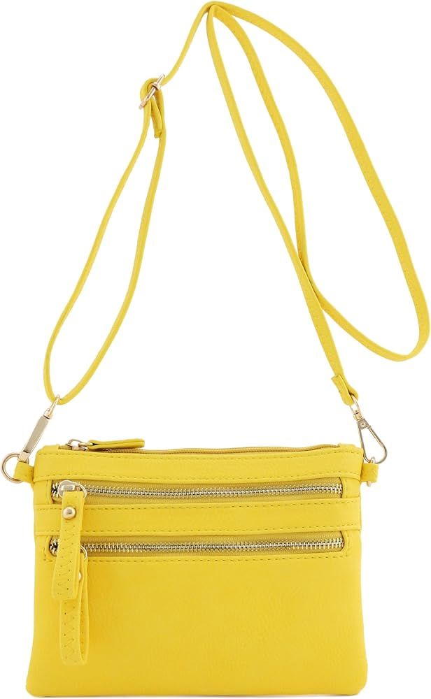 FashionPuzzle Multi Zipper Pocket Small Wristlet Crossbody Bag | Amazon (US)