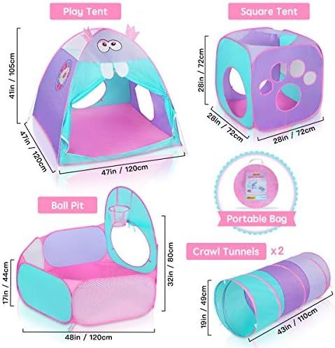 Kidoodler 5pc Ball Pit Tent with Tunnel, Play Tent with Crawl Tunnel, Gift for Girls Boys Babies Tod | Amazon (US)