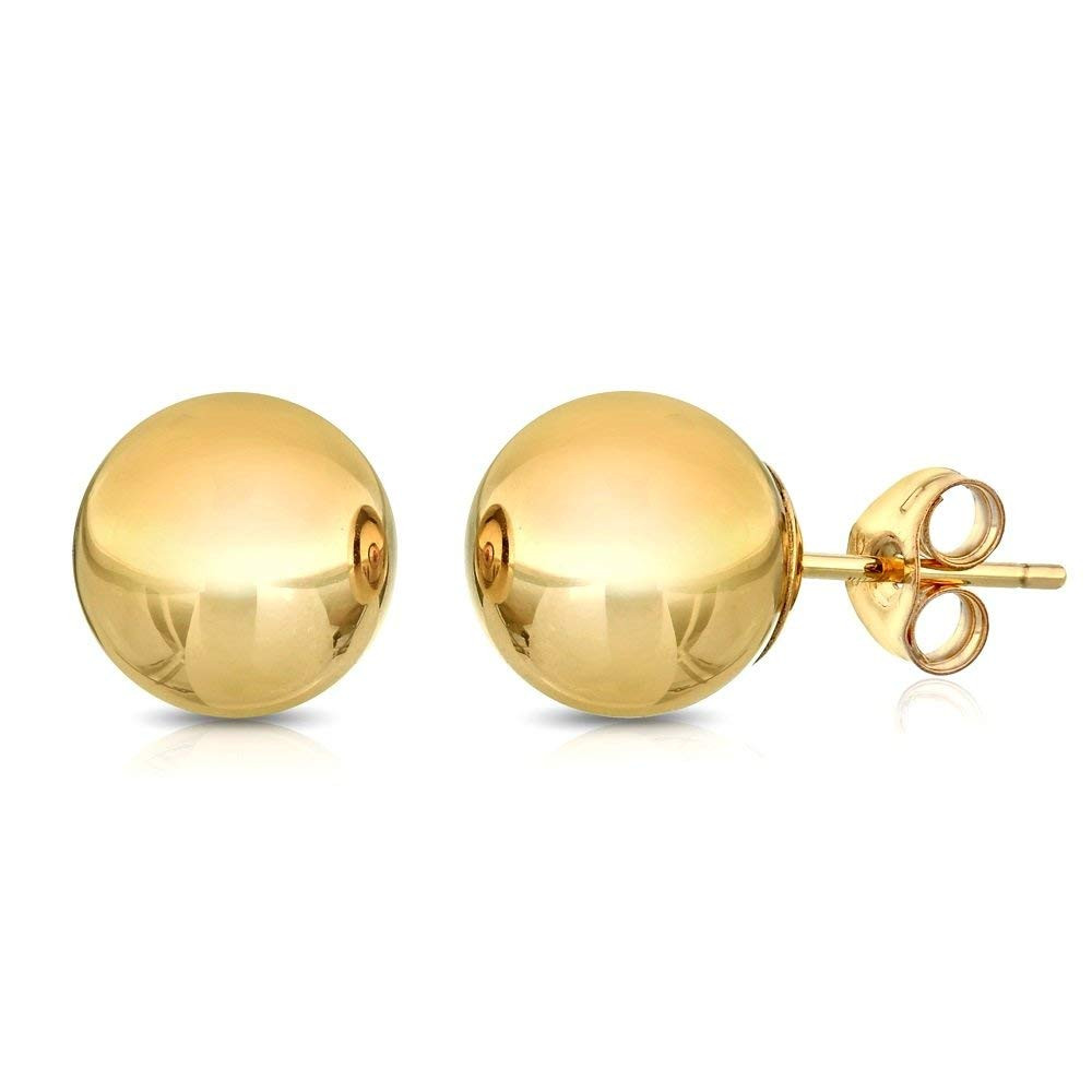 Pori Jewelers Premium 14K Gold Ball Stud Earrings - Available in Yellow, Rose & White Gold- Multi... | Amazon (US)