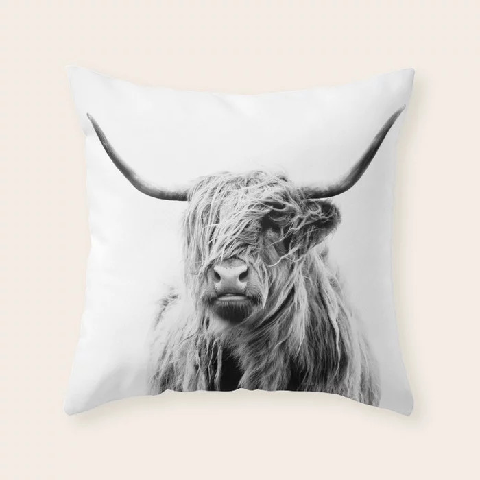 portrait of a highland cow Throw Pillow | Society6