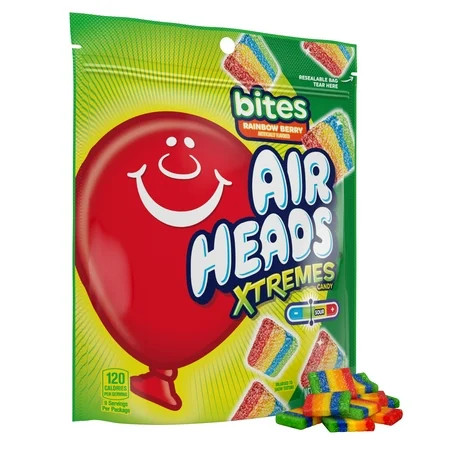 Airheads Xtremes Bites Peanut-Free Rainbow Berry Chewy Sour Candy, 9 oz Resealable Bag | Walmart (US)