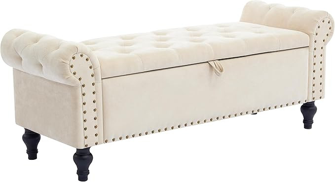 51" Storage Ottoman Bench, End of Bed Bench for Bedroom, Storage Ottomans for Foot of Bed, Chenil... | Amazon (US)