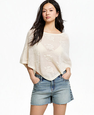 And Now This Women's Pointelle Cropped Sweater Poncho, Macy's Exclusive - Macy's | Macy's
