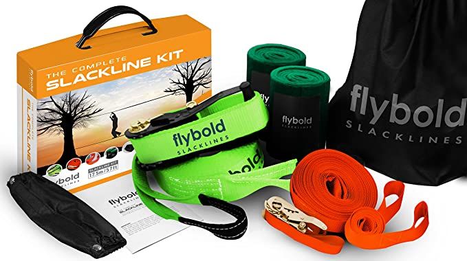 flybold Slackline Kit | Slack Line Longer | 57 ft Line with Training Line | Tree Protectors, Arm ... | Amazon (US)