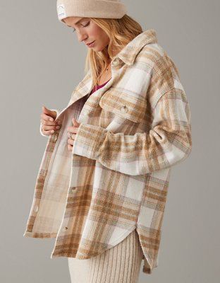 AE Oversized Plaid Fleece & Love Shacket | American Eagle Outfitters (US & CA)