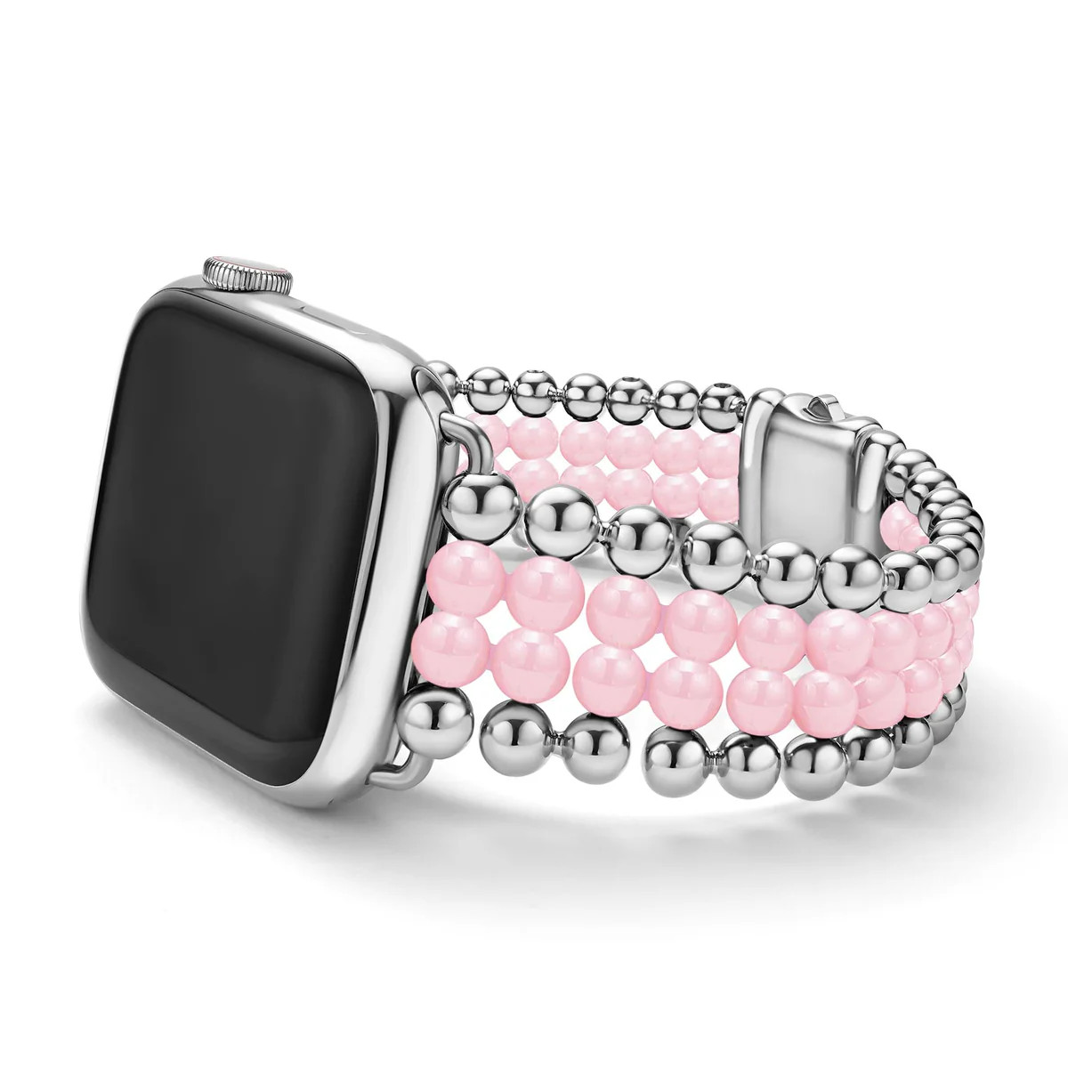 Pink Ceramic and Stainless Steel Infinite Watch Bracelet-38-45mm | LAGOS
