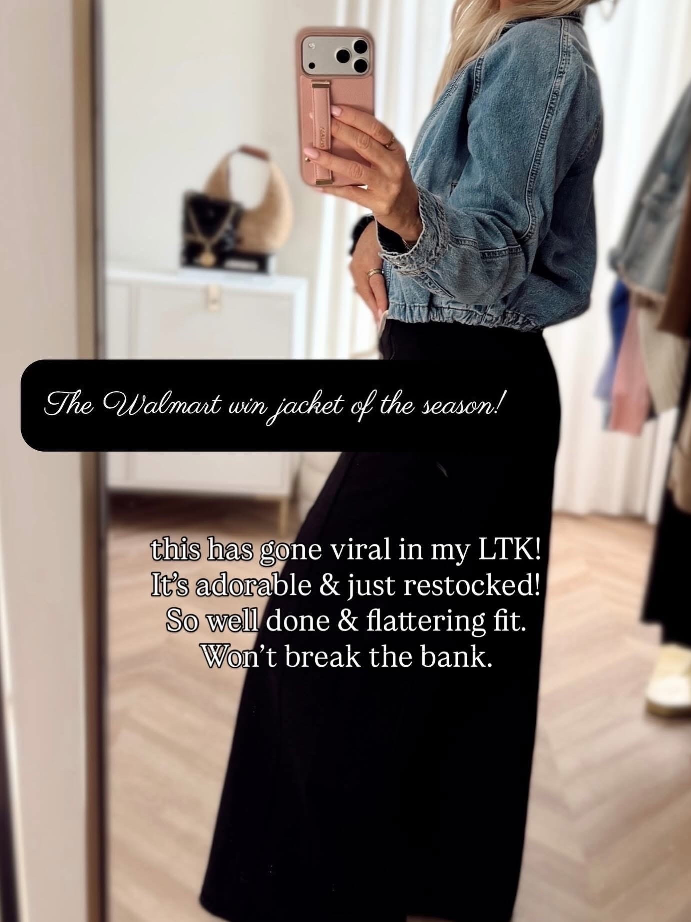 Walmart denim jacket of the season! 💙 Back in stock in all sizes. So cute, affordable, and the best wash. Styled with the viral Lululemon pants. Wearing smalls in both ✨ 

Date night. Denim. Vacation outfits beach. Work outfits. 

#LTKActive #LTKgrwm