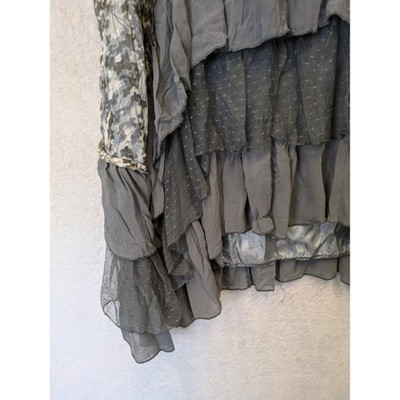 Wet Seal Tunic Junior's L Gray Floral Tiered Ruffle Y2K High Low | eBay US
