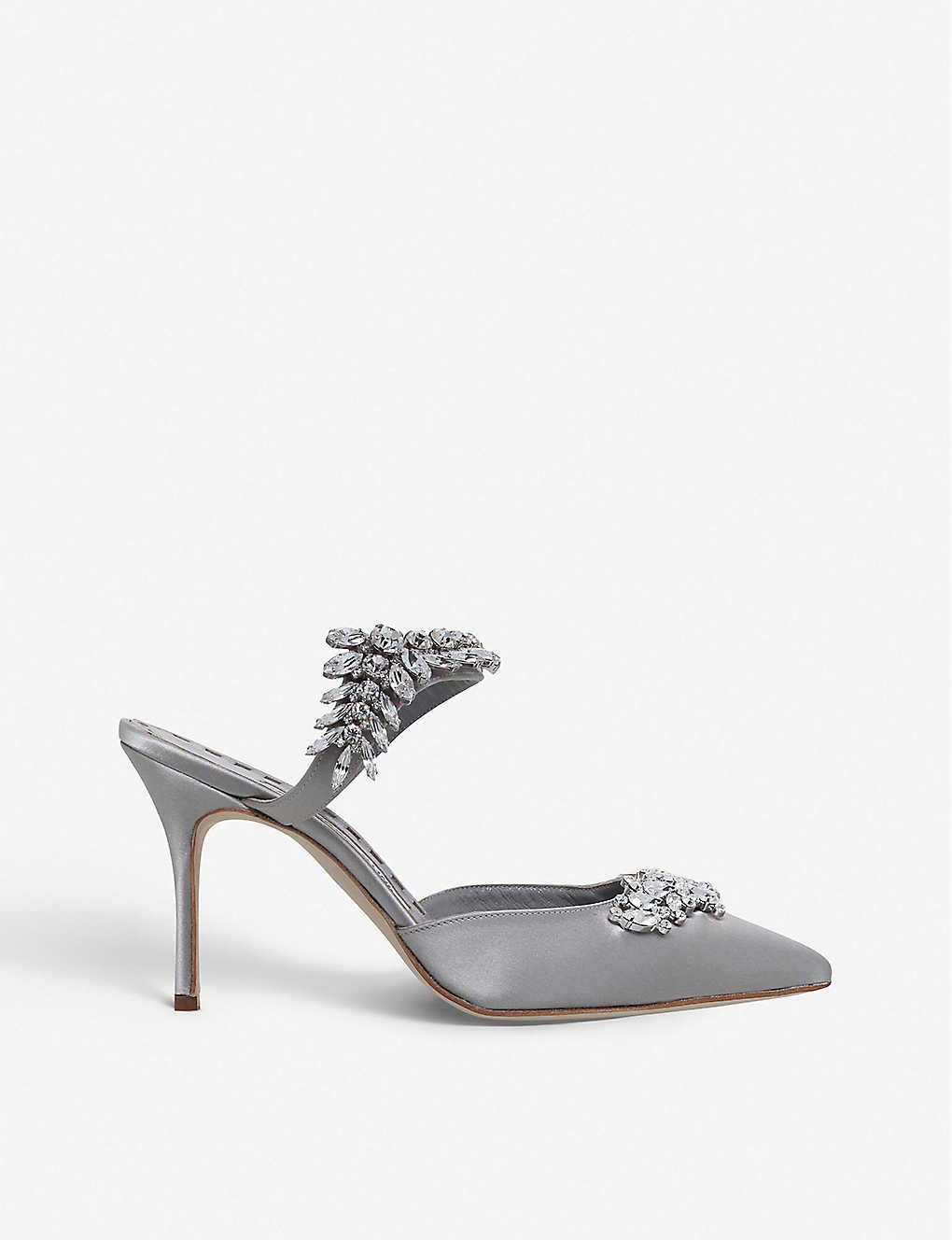 Lurum 90 crystal-embellished satin mules | Selfridges