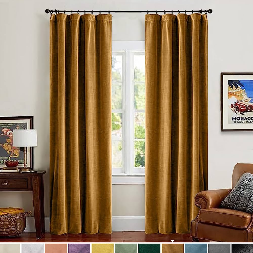 Lazzzy Velvet Blackout Curtains Thermal Insulated Curtains Room Darkening Super Soft Luxury Curta... | Amazon (US)