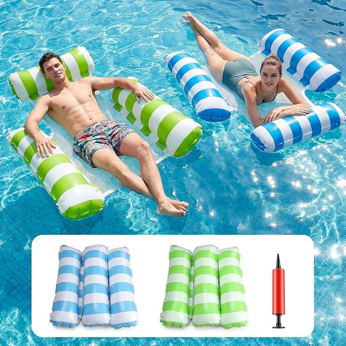 Inflatable Pool Floats Adult, 2 Pack Thick Pool Floaties Heavy Duty, Non-Stick PVC Rafts Chairs w... | Amazon (US)