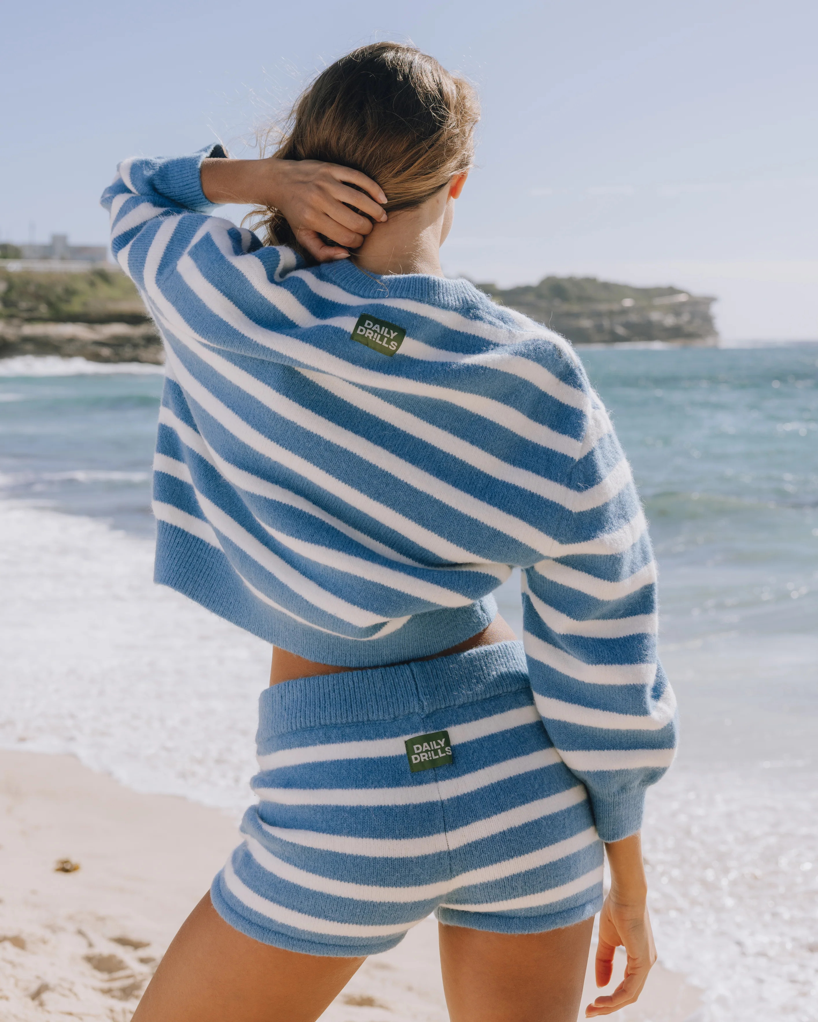 Button Up Sweater - Cabana + White Stripe | Daily Drills LLC
