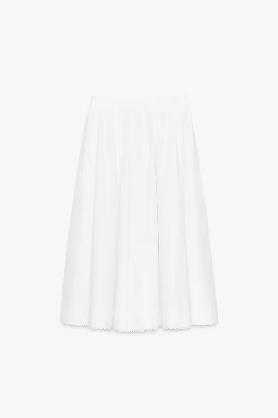 ZW COLLECTION POPLIN MIDI SKIRT | Zara US