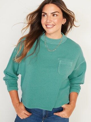 Slouchy Mock-Neck Garment-Dyed Sweatshirt for Women | Old Navy (US)