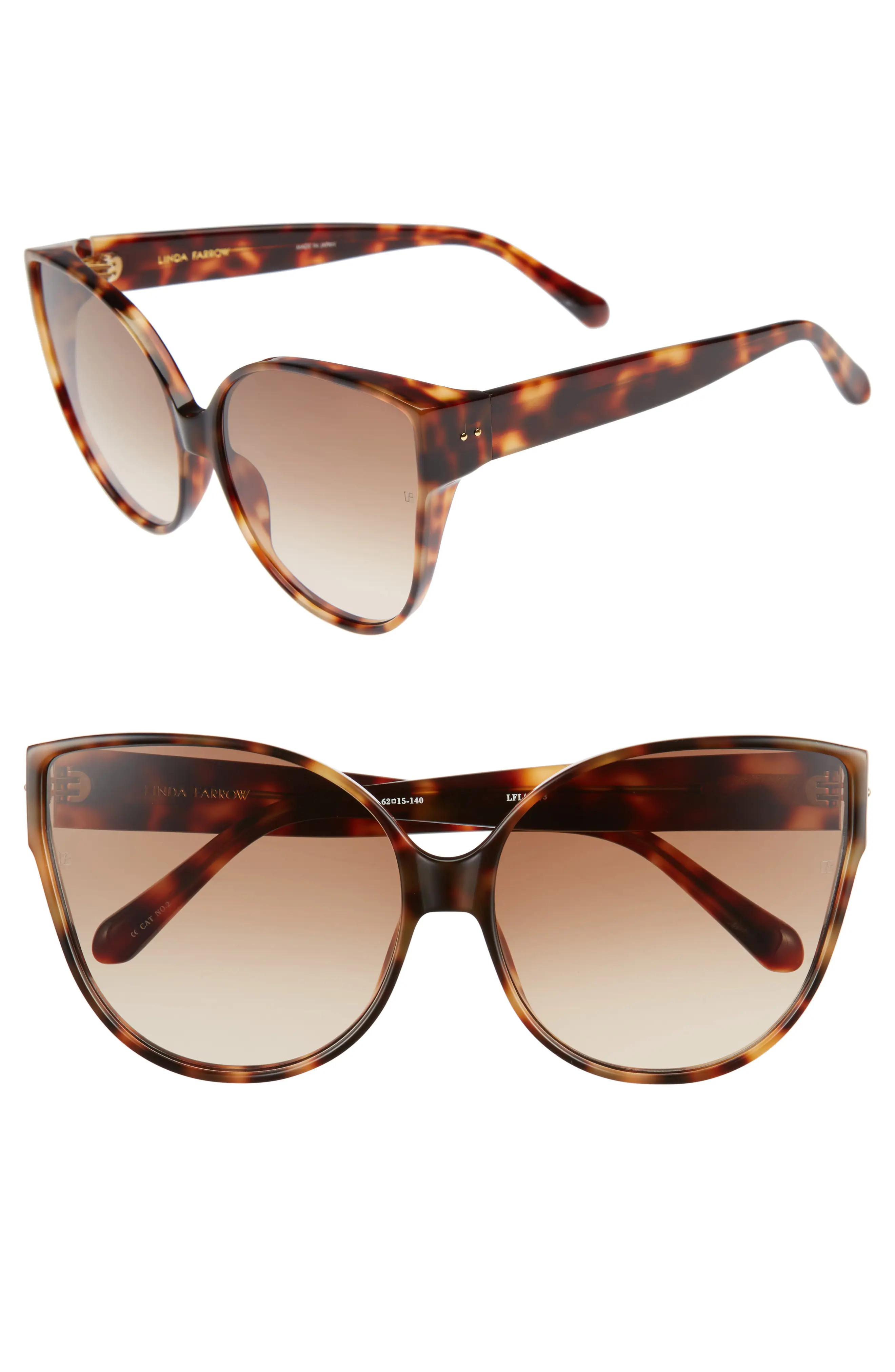 Women's Linda Farrow 62Mm Oversize Cat Eye Sunglasses - | Nordstrom