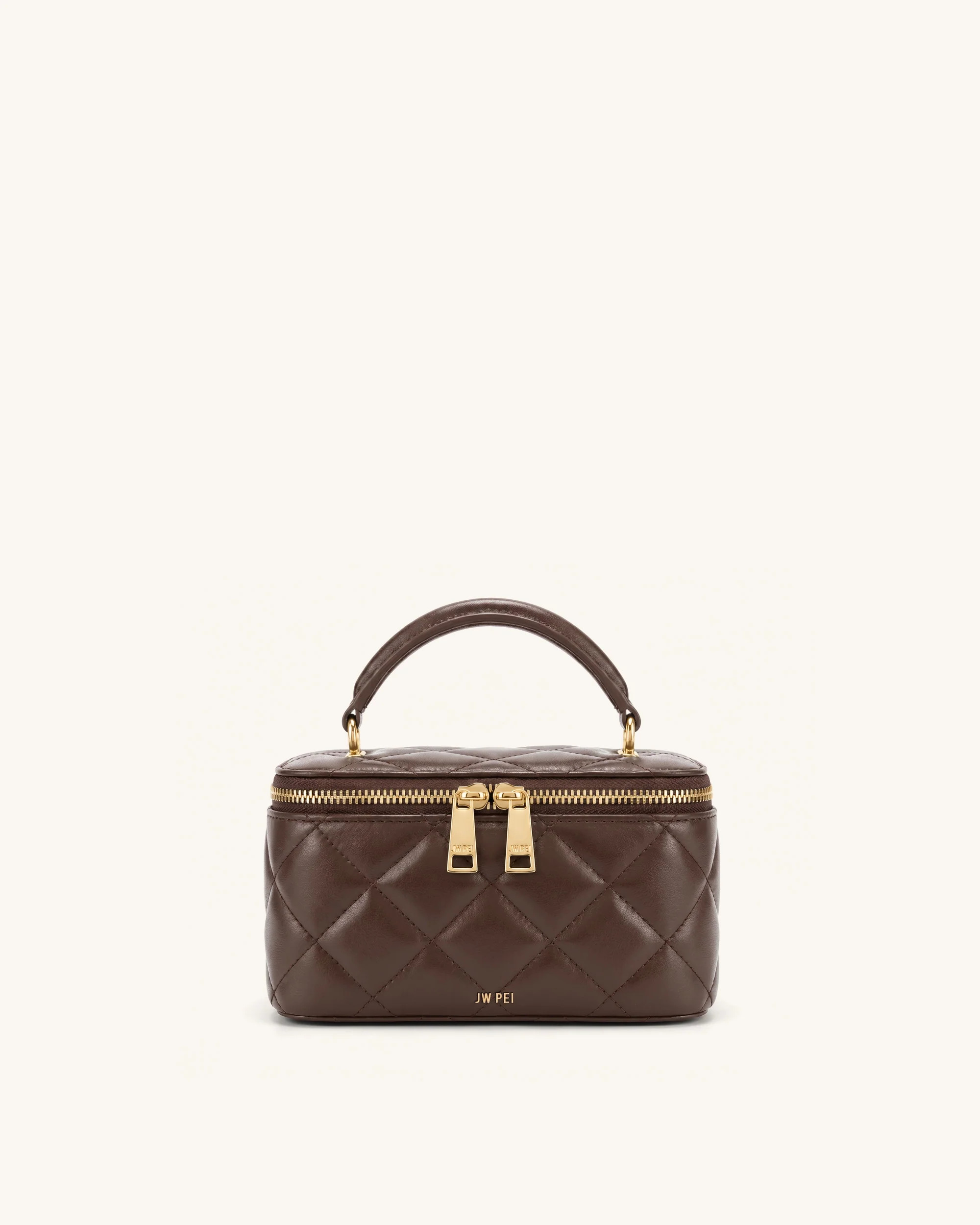 Vivienne Quilted Vanity Top Handle Bag - Dark Coffee Brown | JW PEI US