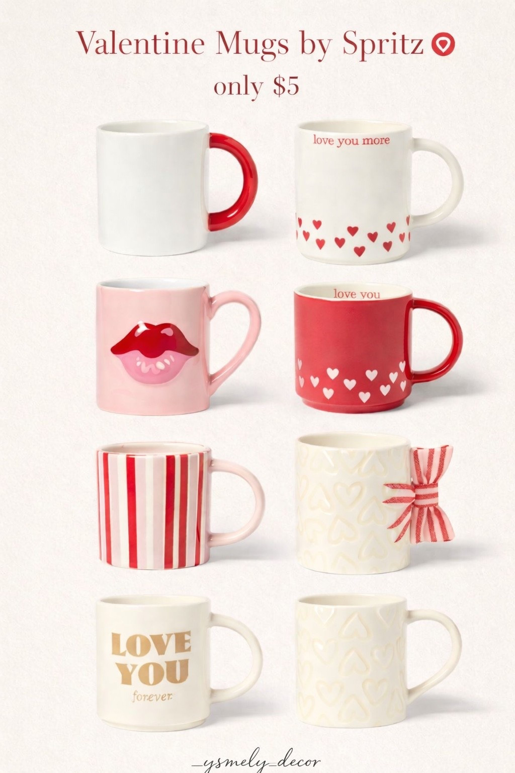 Valentine mugs · only $5 🤍
So cute, affordable, and perfect for cozy moments ☕️
Target find 🎯

#ValentinesDecor
#ValentinesHome
#RomanticHome
#CozyHomeDecor
#NeutralValentines
#HeartDecor
#SeasonalDecor
#HomeInspo
#DecorInspo
#StyledHome

#LTKdayinmylife #LTKstorytime

#LTKSeasonal