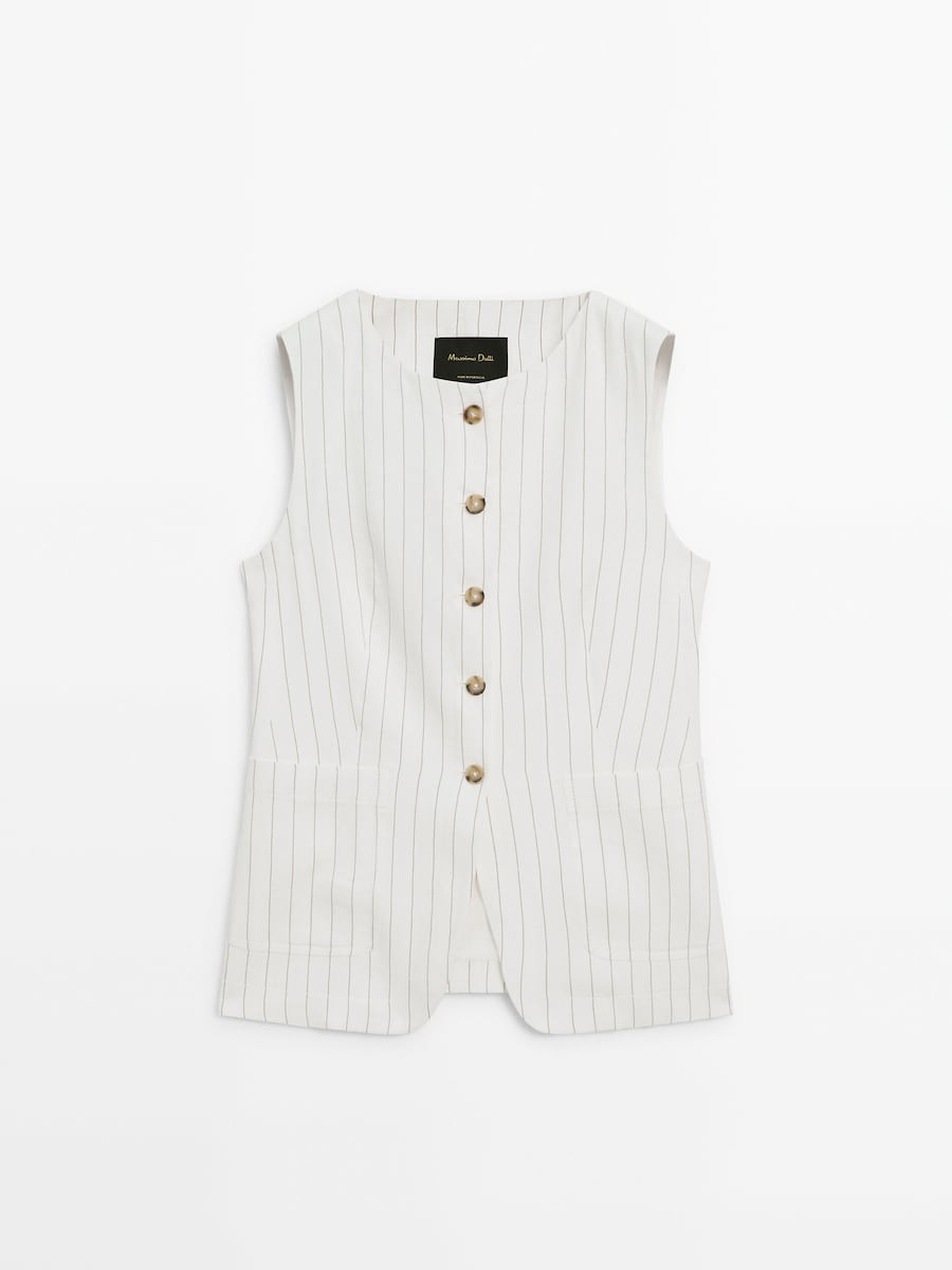 Suit waistcoat with contrast stripes | Massimo Dutti UK
