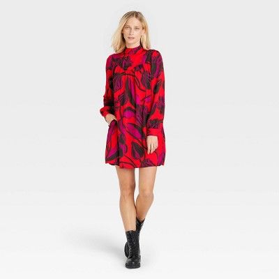 Women's Bishop Long Sleeve Dress - Who What Wear™ Red | Target