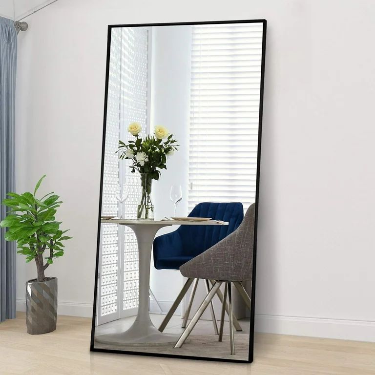 RACHMADES Full Length Mirror 65"x24" Floor Mirror Black Full Body Mirror Stand Rectangle for bedr... | Walmart (US)
