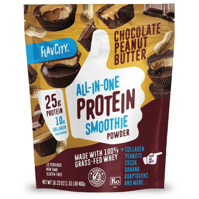 FlavCity Protein Smoothie Powder - 10 Servings - Chocolate Peanut Butter - 460gms | Target