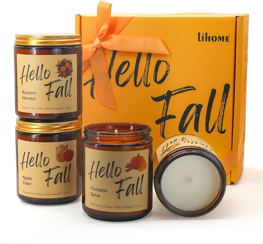 Fall Candles, Fall Decorations for Home - Fall Gifts for Women, Natural Soy Wax Scented Candles S... | Amazon (US)
