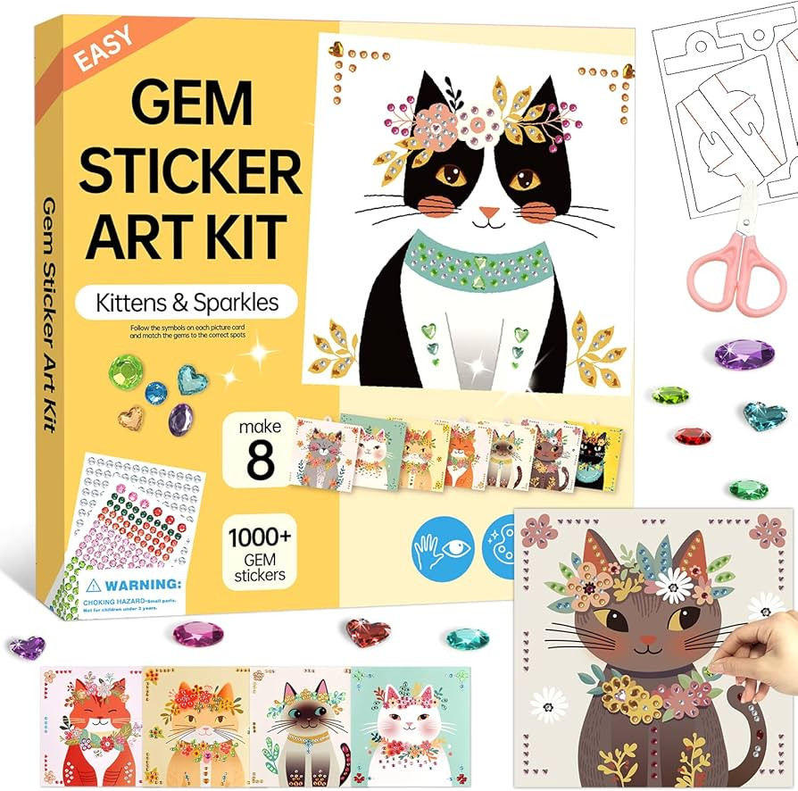 Marlrin Cats Crafts for Kids Ages 4-8,Gem Stickers Crafts,Diamond Art Kits for Kids,Arts and Craf... | Amazon (US)