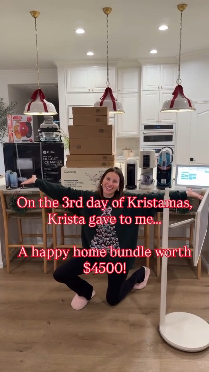 ENTER ON INSTAGRAM** On the 3rd day of Kristamas, Krista gave to me a happy home bundle worth $4,500! This is just from ME to YOU! All you gotta do is like this post + comment a 🏡 (each comment is an entry) + share this reel to your stories (we’ll ask for proof) and one of you will win ALL of this:
🏡Portable TV
🏡Ninja Crispi
🏡Ninja Slushi
🏡Ninja Creami
🏡Caraway Best Ceramic Cookware Set
🏡Caraway Enameled Cast Iron Cookware Set
🏡Nespresso
🏡Nugget ice maker
🏡Skylight
🏡Mini waffle maker
(total value $4,500)
This ends on 12/17/25 and the winner will be announced on this INSTAGRAM post ONLY so please don’t engage with any fake accounts! ILYSM! Merry Kristamas!