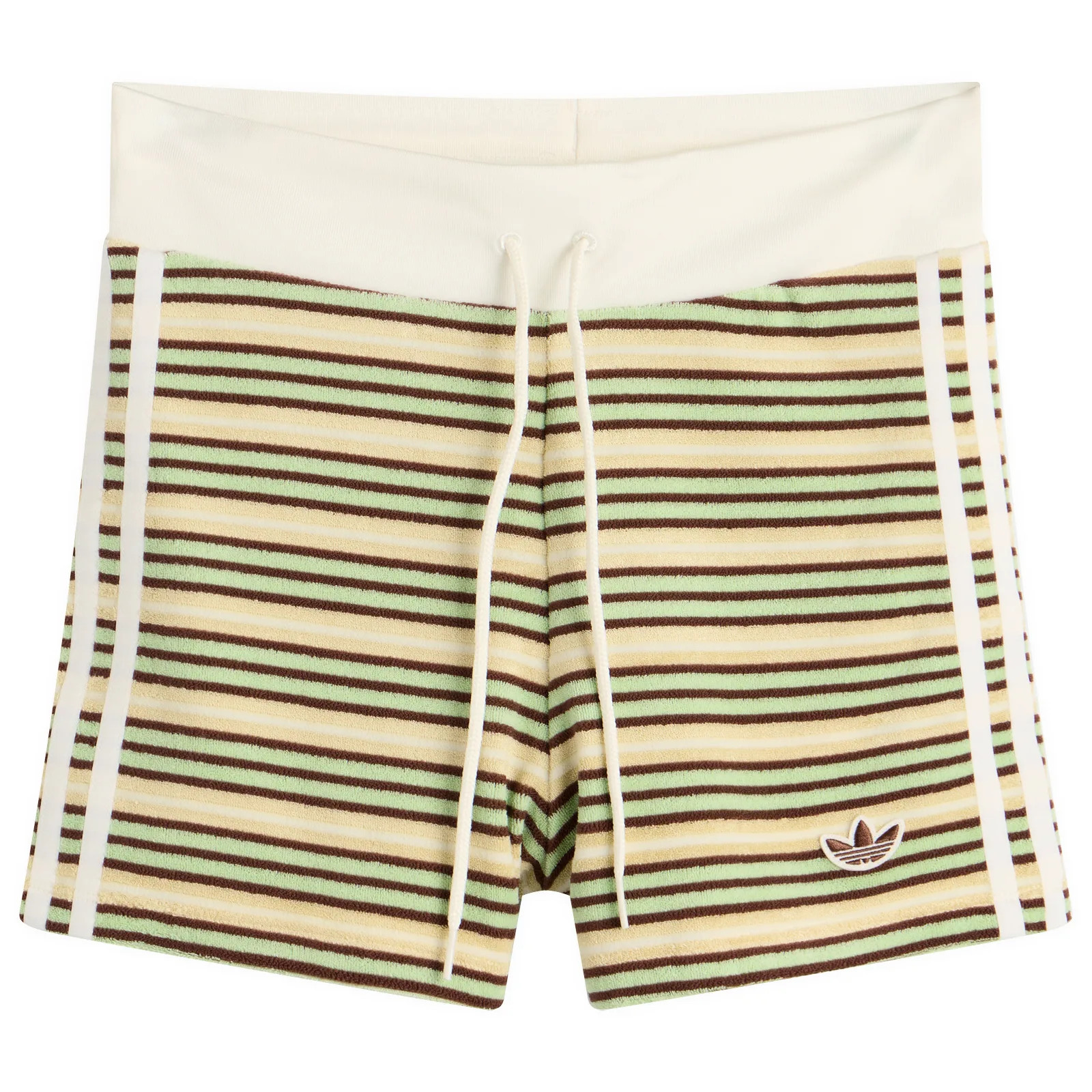 Adidas Women's Striped Terry Mini Shorts in Multicolor/Easy Yellow, Size X-Large | END. Clothing
