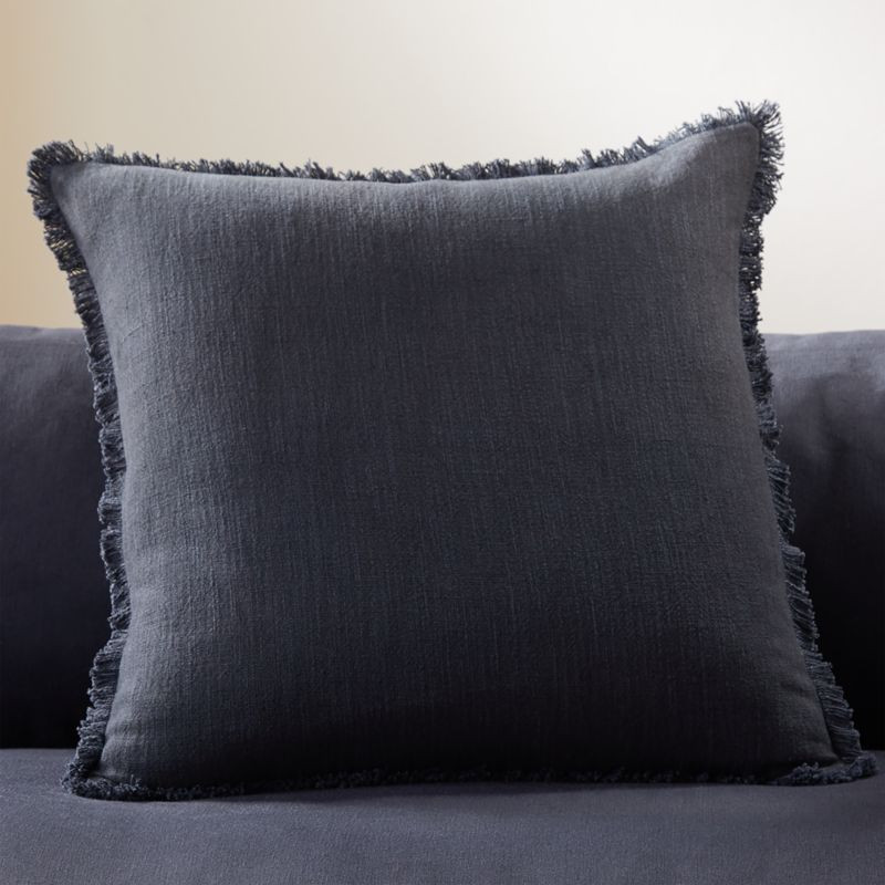 20" Eyelash Black Linen Pillow with Feather-Down Insert | CB2 | CB2