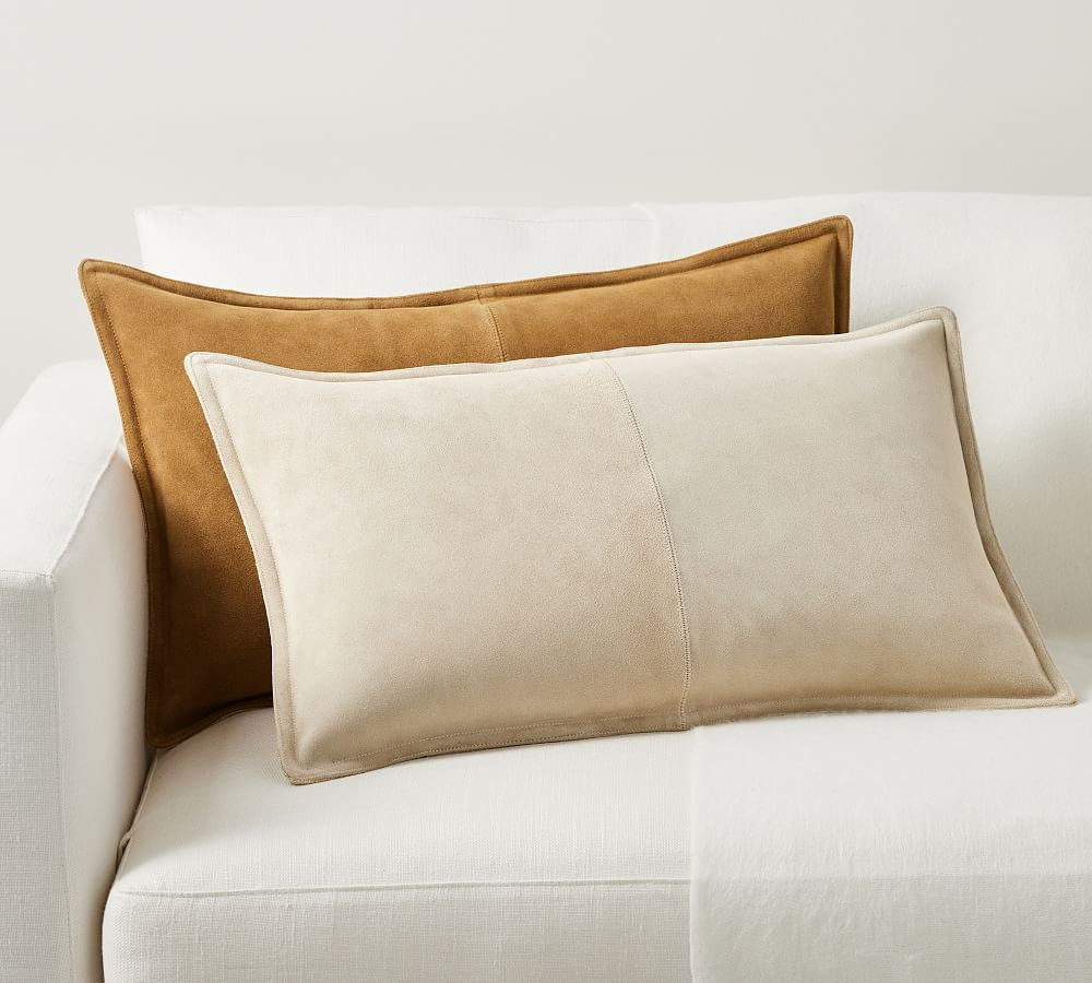 Pieced Suede Lumbar Pillow | Pottery Barn (US)