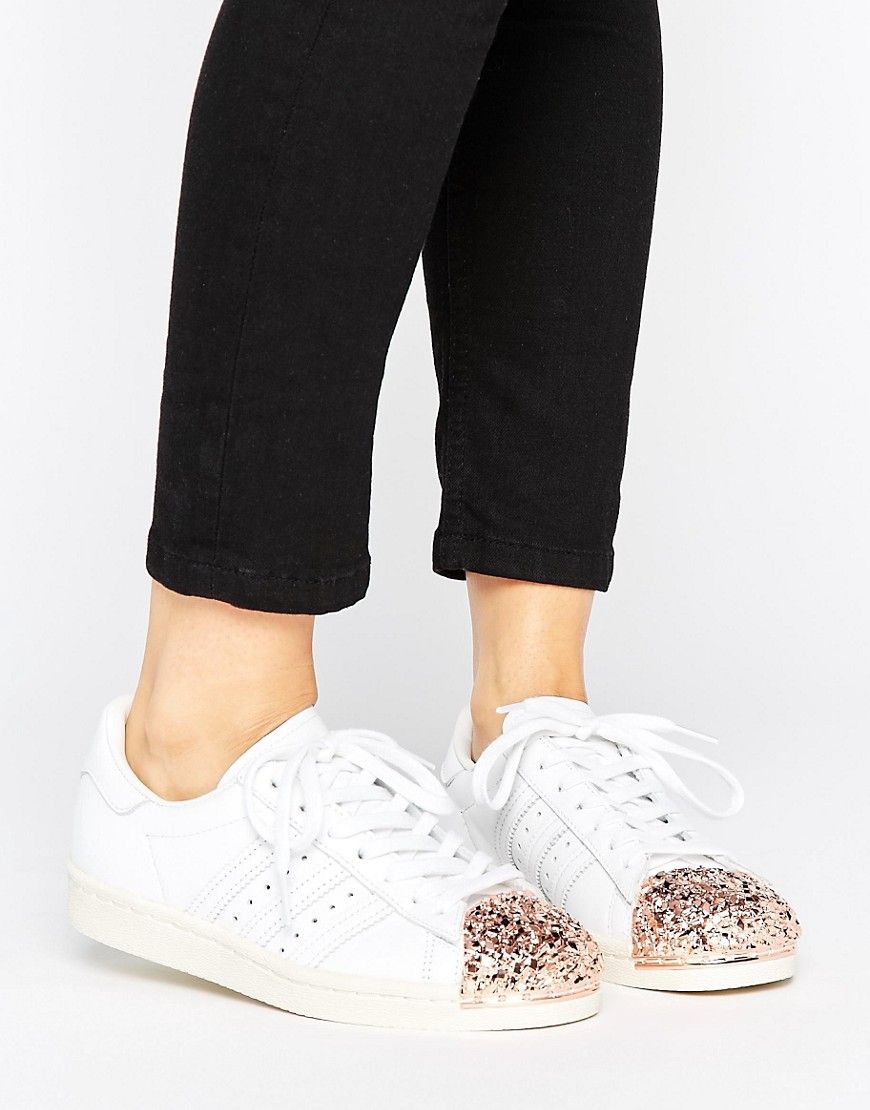 adidas Originals White Superstar 80S Trainers With Rose Gold 3D Metal Toe Cap - White | Asos EE