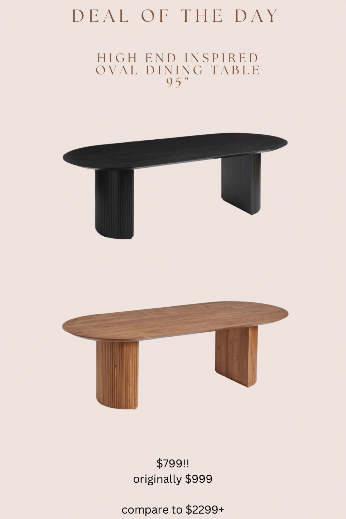 I have never seen this highly rated 95” oval dining table with fluted base go on sale!!!! Limited time deal! 🚨🚨

Seats 8

#LTKHome #LTKStyleTip #LTKSaleAlert