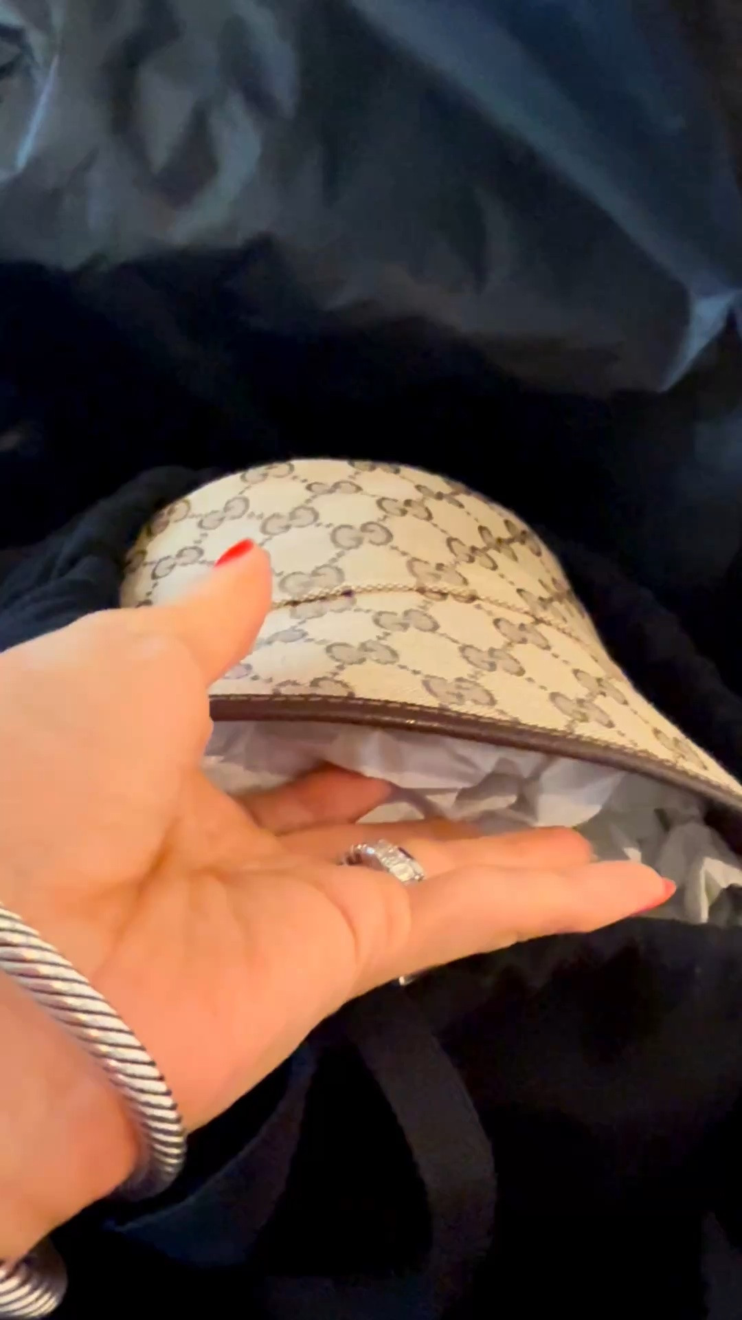 Just got this Gucci bucket hat from my husband. It’s a splurge but so cute