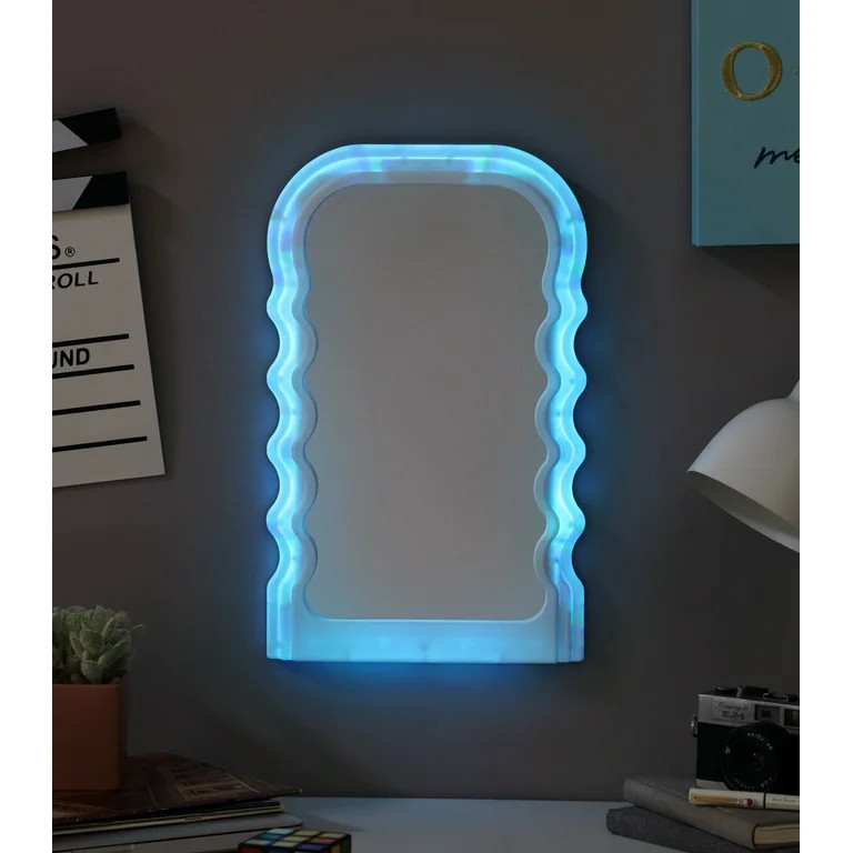 Urban Shop Color Changing LED Groovy Wall Mirror, 16.5" H | Walmart (US)