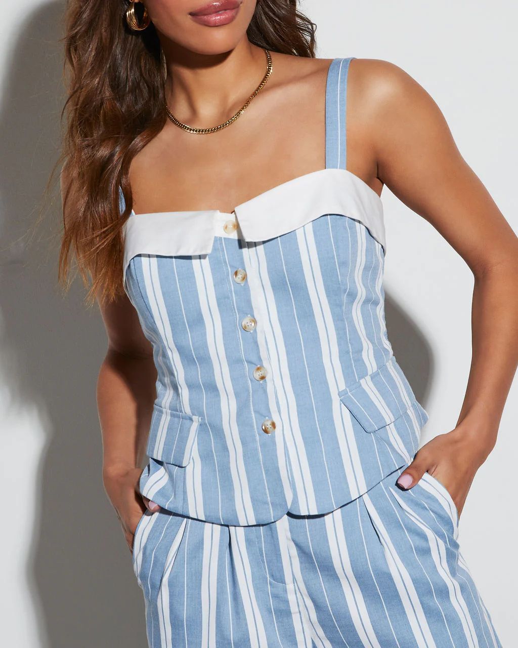 Delaney Striped Sweetheart Tank | VICI Collection