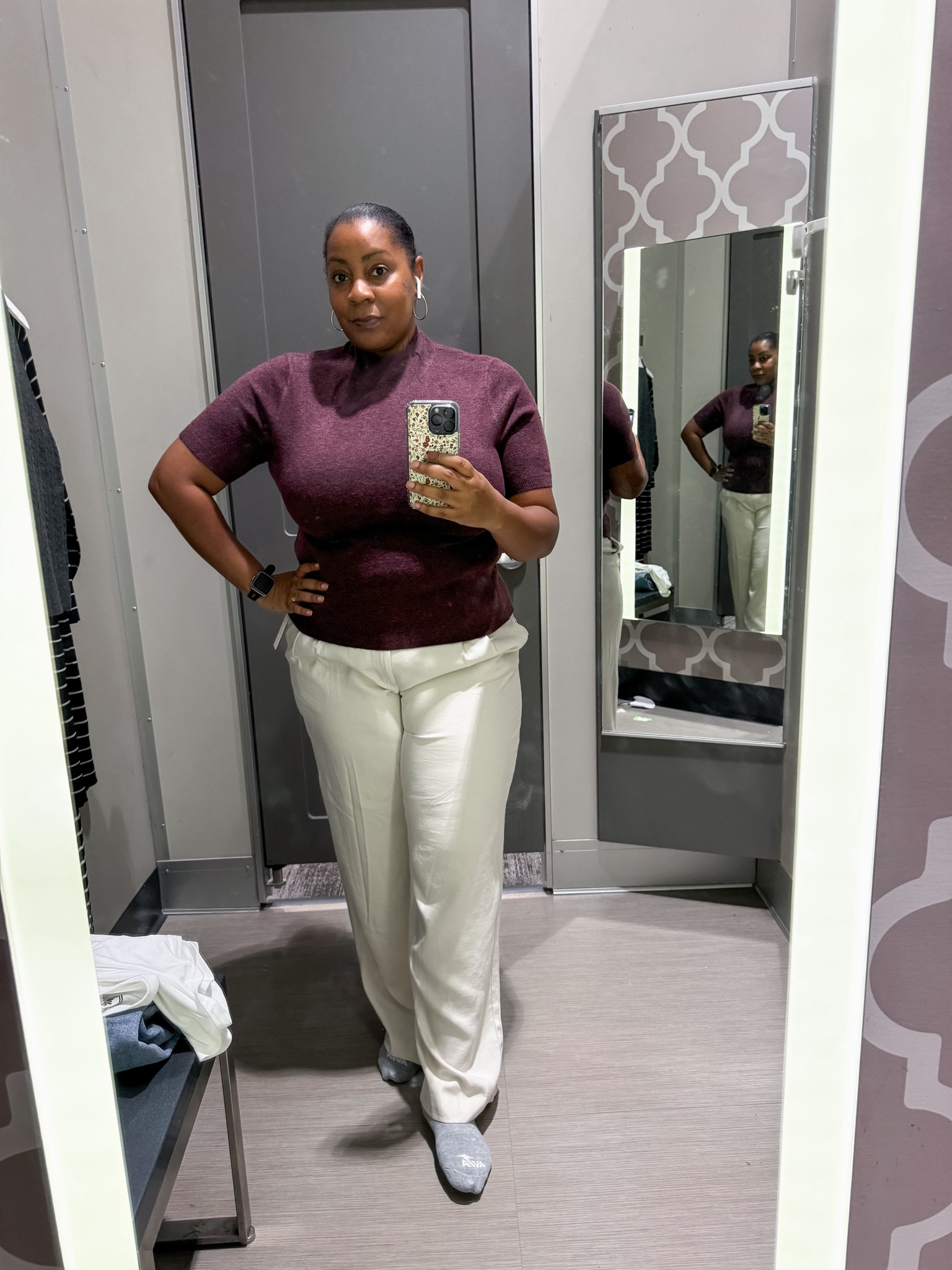 Love the color and weight of this sweater for fall. Paired with pleated linen pants. Not loving the pants on me. Wearing size L in top and 16 in pants. Workwear, fall style, fall outfit 

#LTKOver40 #LTKSeasonal #LTKWorkwear