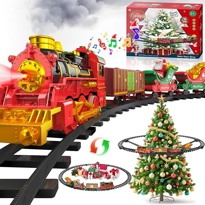 Hanging Christmas Train Set with Light/Smoke/Sound/Music, Toy Train Set Around Under The Christma... | Amazon (US)