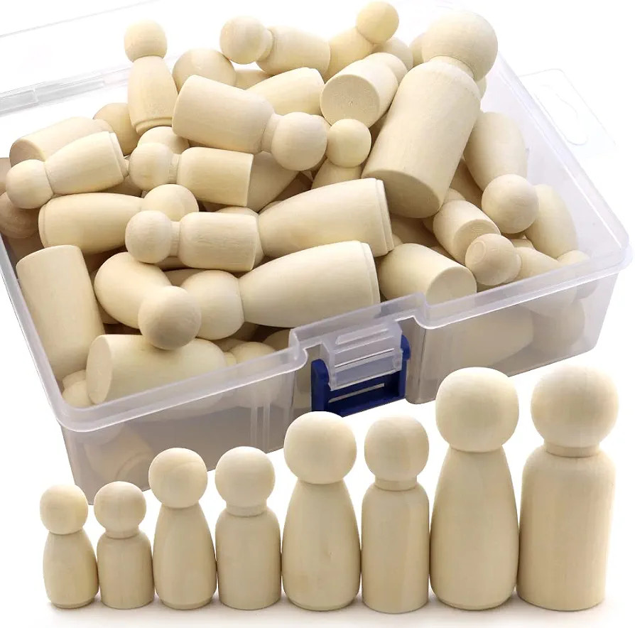 NODG 50 Unfinished Wooden Peg Dolls - Suitable for Children's DIY Crafts, Painting, Games, Home D... | Amazon (US)