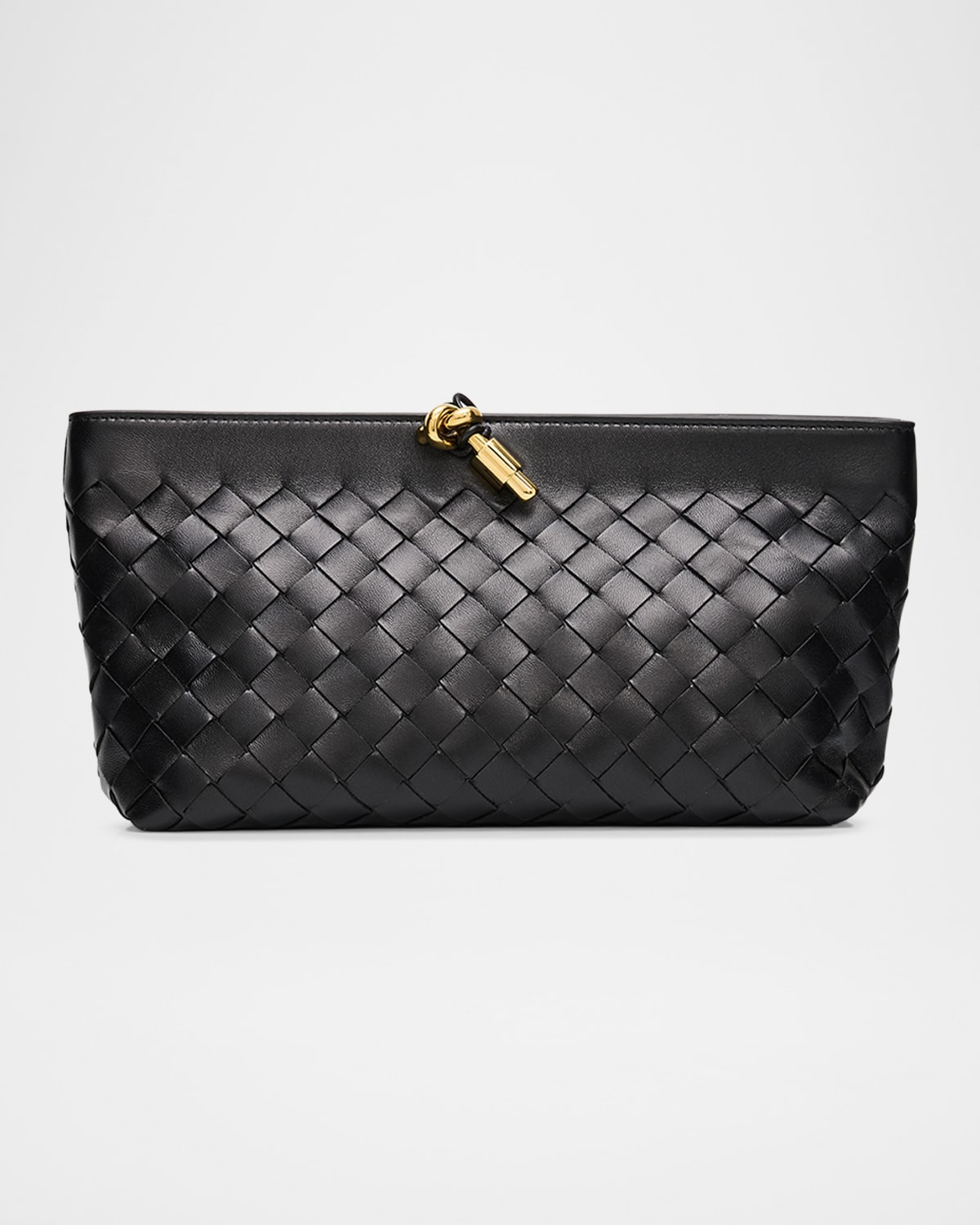 Andiamo Knot-Embellished Leather Clutch Bag | Neiman Marcus