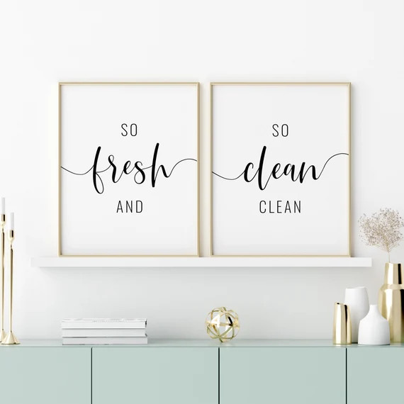 So Fresh And So Clean Clean Printable Art, Set of 2 Wall Art, Laundry Decor, Bathroom Prints, Lau... | Etsy (US)
