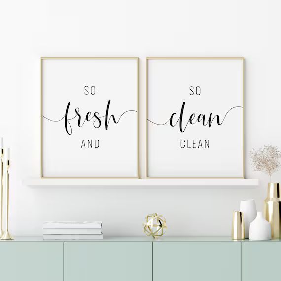So Fresh And So Clean Clean Printable Art, Set of 2 Wall Art, Laundry Decor, Bathroom Prints, Lau... | Etsy (US)