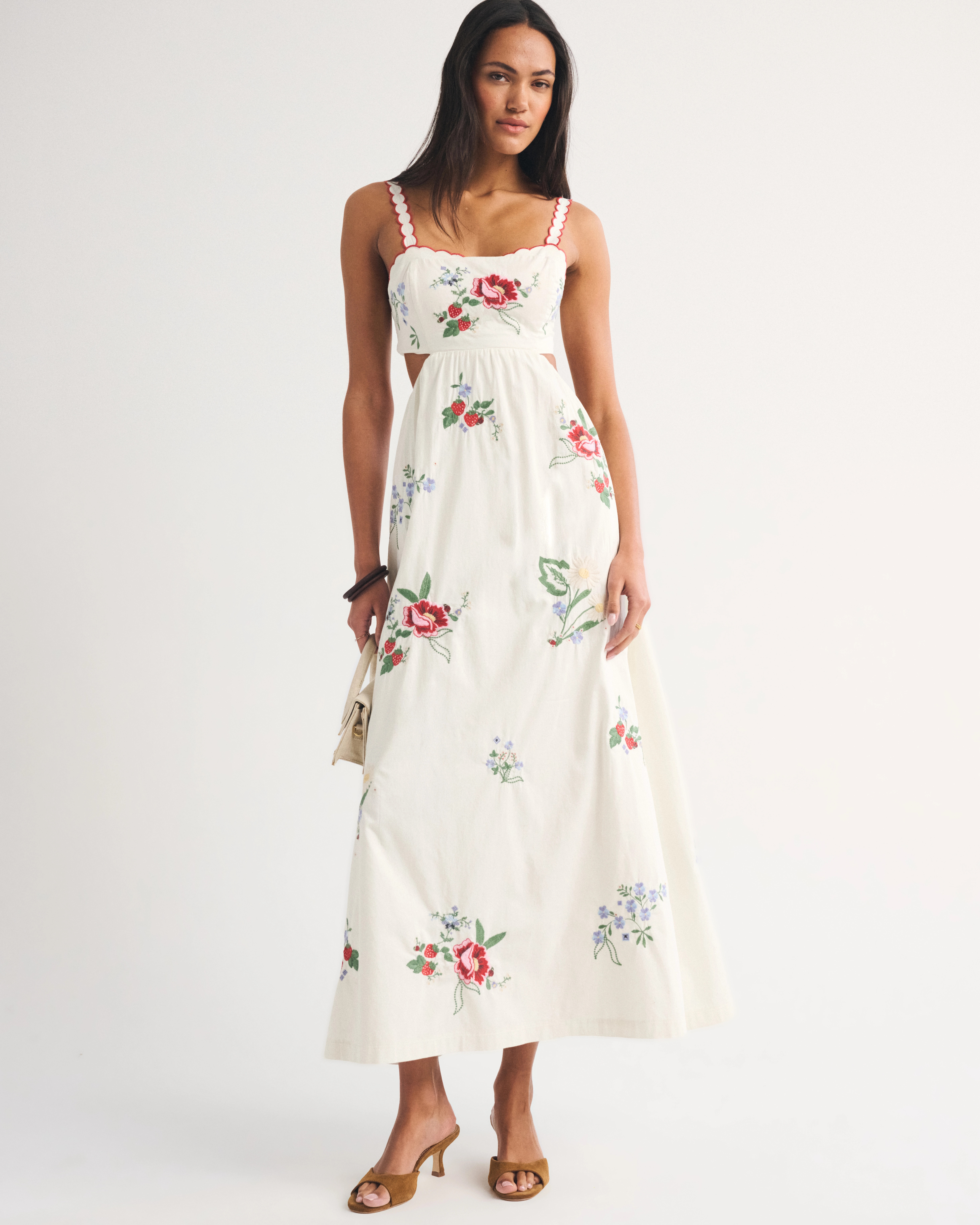 Bra-Free Embroidered Maxi Dress | Abercrombie & Fitch (US)
