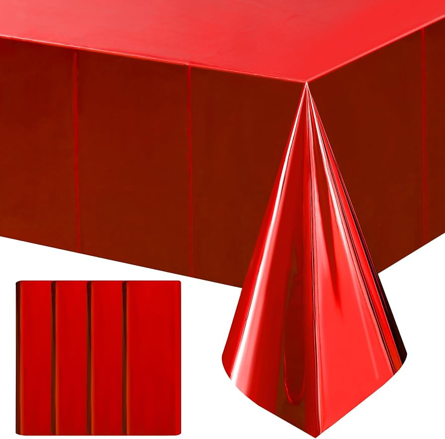 4pcs Red Foil Tablecloth 54*72 Inch Plastic Christmas Carnival Birthday Party Table Cloths Dispos... | Amazon (US)