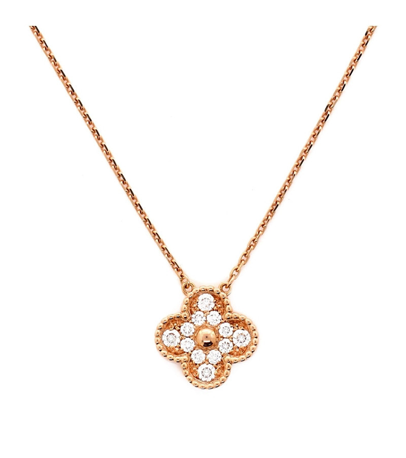 Pre-Owned Van Cleef & Arpels Vintage Alhambra Pendant Necklace 18K Rose Gold and Diamonds, 17 - 18.75 | Bloomingdale's (US)