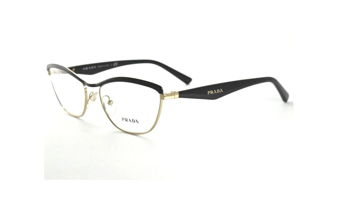 Prada Eyeglasses VPR 55R QE3-1O1 Black/gold Frame 53 Mm ITALY - Etsy | Etsy (US)