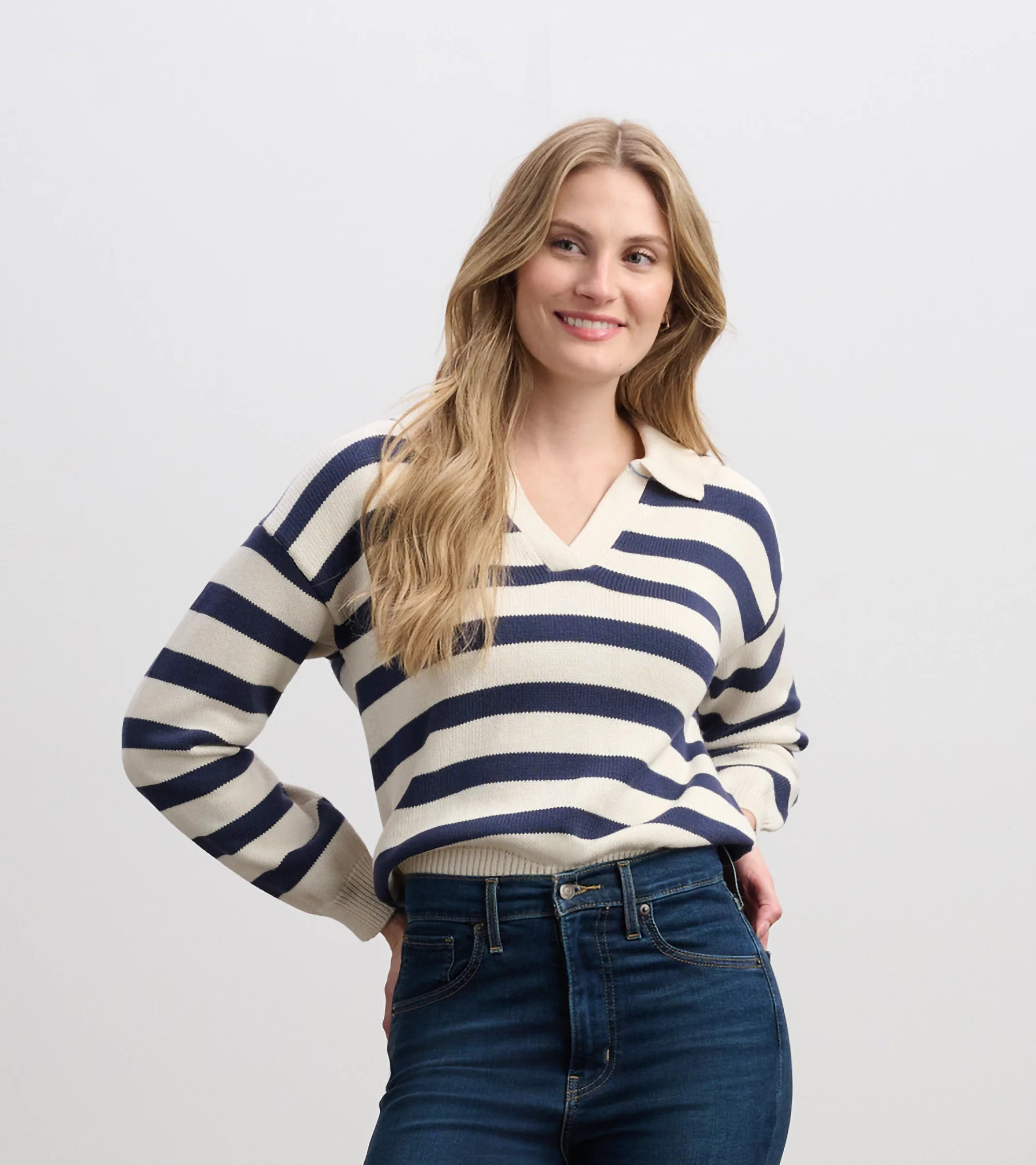 Johnny Collar Sweater - Nautical Stripes | Hatley