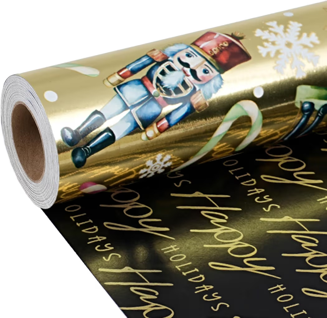 BIOBROWN Reversible Nutcracker Christmas Wrapping Paper, 17 Inch x 33 Feet (47 sq.ft) Nutcracker ... | Amazon (US)