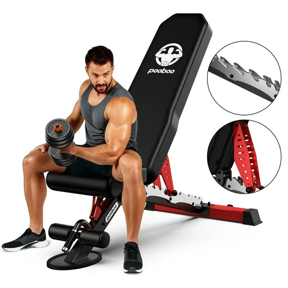 LNOW 1200LB Heavy-Duty Adjustable Weight Bench - Strength Training, Dual Rails & C-Lock Safety fo... | Walmart (US)